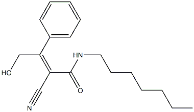 N1-heptyl-2-cyano-4-hydroxy-3-phenylbut-2-enamide Struktur