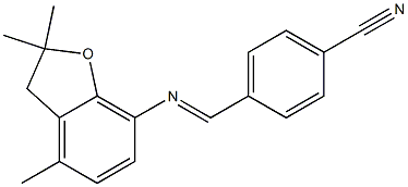 4-{[(2,2,4-trimethyl-2,3-dihydro-1-benzofuran-7-yl)imino]methyl}benzenecarbonitrile Struktur