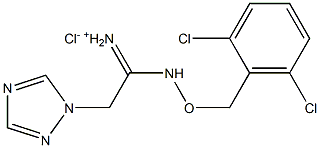 1-{[(2,6-dichlorobenzyl)oxy]amino}-2-(1H-1,2,4-triazol-1-yl)-1-ethaniminium chloride Struktur