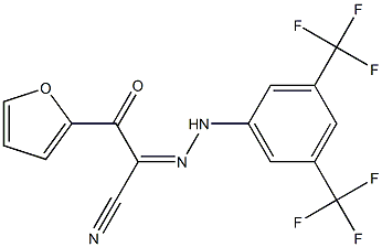 2-{2-[3,5-di(trifluoromethyl)phenyl]hydrazono}-3-(2-furyl)-3-oxopropanenitrile Struktur