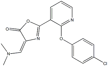 2-[2-(4-chlorophenoxy)-3-pyridyl]-4-[(dimethylamino)methylidene]-4,5-dihydro-1,3-oxazol-5-one Struktur