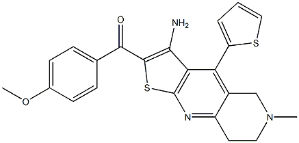 [3-amino-6-methyl-4-(2-thienyl)-5,6,7,8-tetrahydrothieno[2,3-b][1,6]naphthyridin-2-yl](4-methoxyphenyl)methanone Struktur