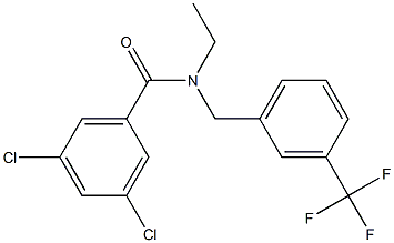 3,5-dichloro-N-ethyl-N-[3-(trifluoromethyl)benzyl]benzenecarboxamide Struktur