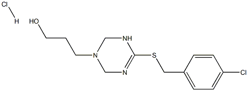 3-{4-[(4-chlorobenzyl)thio]-1,2,3,6-tetrahydro-1,3,5-triazin-1-yl}propan-1-ol hydrochloride Struktur