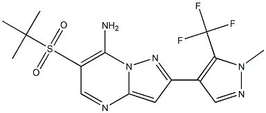 6-(tert-butylsulfonyl)-2-[1-methyl-5-(trifluoromethyl)-1H-pyrazol-4-yl]pyrazolo[1,5-a]pyrimidin-7-ylamine Struktur