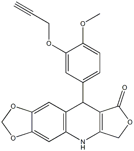 9-[4-methoxy-3-(2-propynyloxy)phenyl]-6,9-dihydro[1,3]dioxolo[4,5-g]furo[3,4-b]quinolin-8(5H)-one Struktur