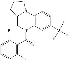 (2,6-difluorophenyl)[7-(trifluoromethyl)-2,3,3a,4-tetrahydropyrrolo[1,2-a]quinoxalin-5(1H)-yl]methanone Struktur