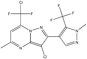 3-chloro-7-[chloro(difluoro)methyl]-5-methyl-2-[1-methyl-5-(trifluoromethyl)-1H-pyrazol-4-yl]pyrazolo[1,5-a]pyrimidine Struktur