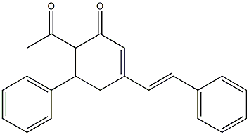 6-acetyl-5-phenyl-3-styrylcyclohex-2-en-1-one Struktur