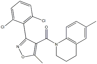 [3-(2,6-dichlorophenyl)-5-methylisoxazol-4-yl](6-methyl-1,2,3,4-tetrahydroquinolin-1-yl)methanone Struktur