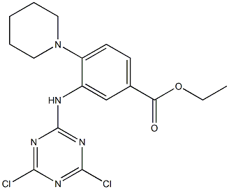 ethyl 3-[(4,6-dichloro-1,3,5-triazin-2-yl)amino]-4-piperidinobenzoate Struktur