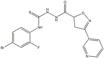 N-(4-bromo-2-fluorophenyl)-2-{[3-(3-pyridinyl)-4,5-dihydro-5-isoxazolyl]carbonyl}-1-hydrazinecarbothioamide Struktur