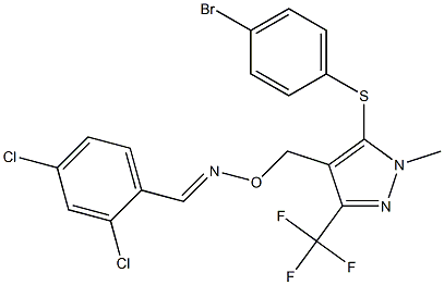 2,4-dichlorobenzenecarbaldehyde O-{[5-[(4-bromophenyl)sulfanyl]-1-methyl-3-(trifluoromethyl)-1H-pyrazol-4-yl]methyl}oxime Struktur