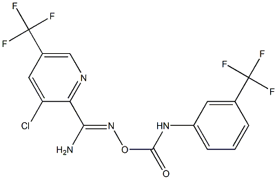 3-chloro-5-(trifluoromethyl)-N'-({[3-(trifluoromethyl)anilino]carbonyl}oxy)-2-pyridinecarboximidamide Struktur