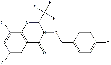 6,8-dichloro-3-[(4-chlorobenzyl)oxy]-2-(trifluoromethyl)-4(3H)-quinazolinone Struktur