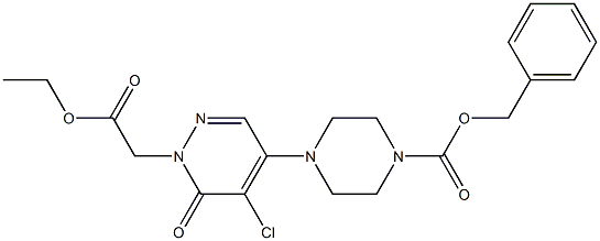 benzyl 4-[5-chloro-1-(2-ethoxy-2-oxoethyl)-6-oxo-1,6-dihydro-4-pyridazinyl]tetrahydro-1(2H)-pyrazinecarboxylate Struktur