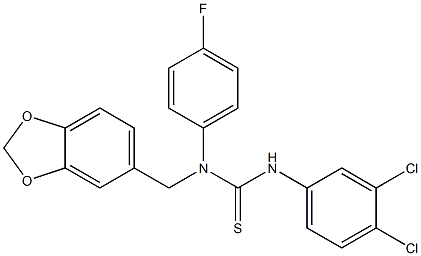 N-(1,3-benzodioxol-5-ylmethyl)-N'-(3,4-dichlorophenyl)-N-(4-fluorophenyl)thiourea Struktur