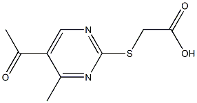 2-[(5-acetyl-4-methyl-2-pyrimidinyl)sulfanyl]acetic acid Struktur