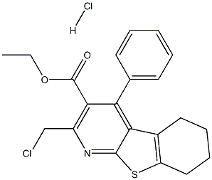 ethyl 2-(chloromethyl)-4-phenyl-5,6,7,8-tetrahydro[1]benzothieno[2,3-b]pyridine-3-carboxylate hydrochloride Struktur