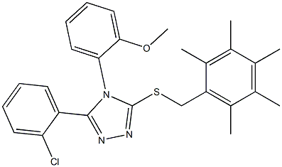 3-(2-chlorophenyl)-4-(2-methoxyphenyl)-5-[(2,3,4,5,6-pentamethylbenzyl)thio]-4H-1,2,4-triazole Struktur