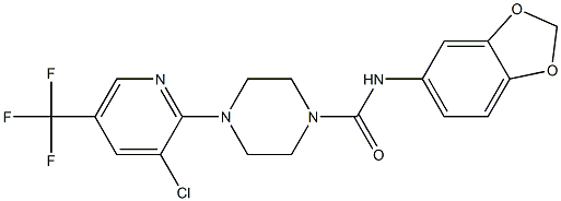 N-(1,3-benzodioxol-5-yl)-4-[3-chloro-5-(trifluoromethyl)-2-pyridinyl]tetrahydro-1(2H)-pyrazinecarboxamide Struktur