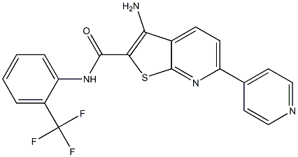 3-amino-6-(4-pyridinyl)-N-[2-(trifluoromethyl)phenyl]thieno[2,3-b]pyridine-2-carboxamide Struktur