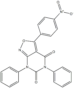 3-(4-nitrophenyl)-5,7-diphenyl-4,5,6,7-tetrahydroisoxazolo[3,4-d]pyrimidine-4,6-dione Struktur