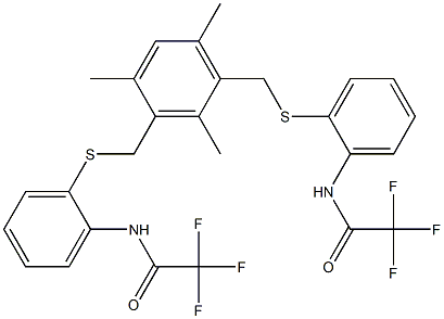 N1-[2-({2,4,6-trimethyl-3-[({2-[(2,2,2-trifluoroacetyl)amino]phenyl}thio)methyl]benzyl}thio)phenyl]-2,2,2-trifluoroacetamide Struktur