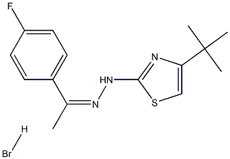 1-(4-fluorophenyl)ethan-1-one 1-[4-(tert-butyl)-1,3-thiazol-2-yl]hydrazone hydrobromide Struktur