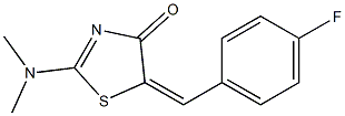 2-(dimethylamino)-5-[(E)-(4-fluorophenyl)methylidene]-1,3-thiazol-4(5H)-one Struktur