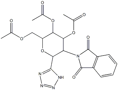 3-(acetyloxy)-2-[(acetyloxy)methyl]-5-(1,3-dioxo-2,3-dihydro-1H-isoindol-2- yl)-6-(1H-1,2,3,4-tetraazol-5-yl)tetrahydro-2H-pyran-4-yl acetate Struktur