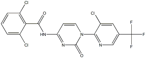 2,6-dichloro-N-{1-[3-chloro-5-(trifluoromethyl)-2-pyridinyl]-2-oxo-1,2-dihydro-4-pyrimidinyl}benzenecarboxamide Struktur