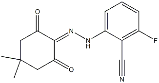 2-[2-(4,4-dimethyl-2,6-dioxocyclohexyliden)hydrazino]-6-fluorobenzonitrile Struktur