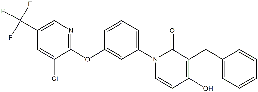 3-benzyl-1-(3-{[3-chloro-5-(trifluoromethyl)-2-pyridinyl]oxy}phenyl)-4-hydroxy-2(1H)-pyridinone Struktur