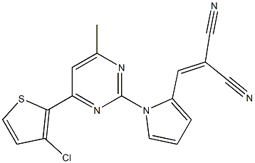 2-({1-[4-(3-chloro-2-thienyl)-6-methyl-2-pyrimidinyl]-1H-pyrrol-2-yl}methylene)malononitrile Struktur