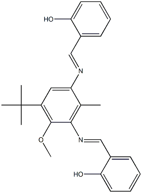 2-[({3-(tert-butyl)-5-[(2-hydroxybenzylidene)amino]-2-methoxy-6-methylphenyl}imino)methyl]phenol Struktur