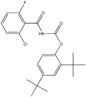 2,4-di(tert-butyl)phenyl N-(2-chloro-6-fluorobenzoyl)carbamate Struktur