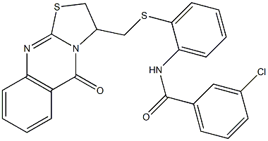 3-chloro-N-(2-{[(5-oxo-2,3-dihydro-5H-[1,3]thiazolo[2,3-b]quinazolin-3-yl)methyl]sulfanyl}phenyl)benzenecarboxamide Struktur