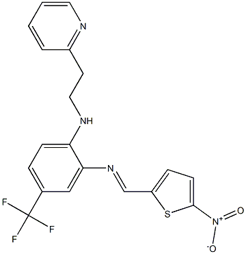 N2-[(5-nitro-2-thienyl)methylidene]-N1-[2-(2-pyridyl)ethyl]-4-(trifluoromethyl)benzene-1,2-diamine Struktur