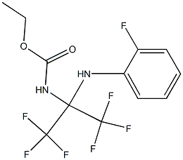 ethyl N-[2,2,2-trifluoro-1-(2-fluoroanilino)-1-(trifluoromethyl)ethyl]carbamate Struktur