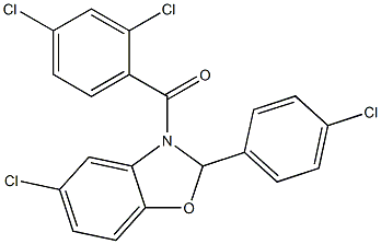 [5-chloro-2-(4-chlorophenyl)-2,3-dihydro-1,3-benzoxazol-3-yl](2,4-dichlorophenyl)methanone Struktur