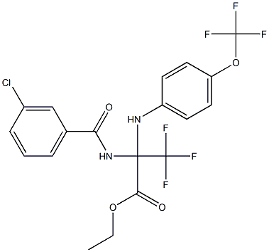 ethyl 2-[(3-chlorobenzoyl)amino]-3,3,3-trifluoro-2-[4-(trifluoromethoxy)anilino]propanoate Struktur