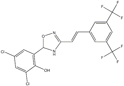 2,4-dichloro-6-{3-[3,5-di(trifluoromethyl)styryl]-4,5-dihydro-1,2,4-oxadiazol-5-yl}phenol Struktur