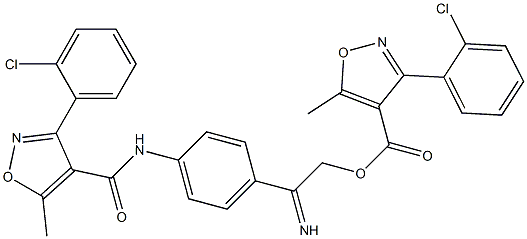 3-(2-chlorophenyl)-N-{4-[({[3-(2-chlorophenyl)-5-methyl-4-isoxazolyl]carbonyl}oxy)ethanimidoyl]phenyl}-5-methyl-4-isoxazolecarboxamide Struktur