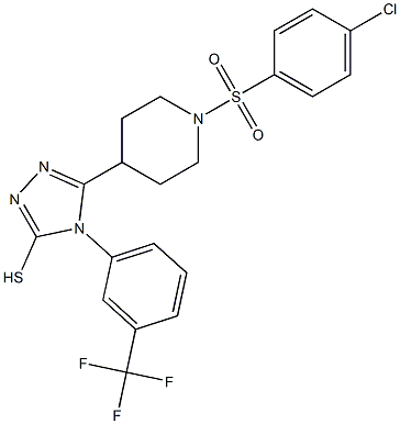 5-{1-[(4-chlorophenyl)sulfonyl]-4-piperidinyl}-4-[3-(trifluoromethyl)phenyl]-4H-1,2,4-triazole-3-thiol Struktur