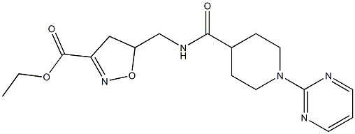 ethyl 5-[({[1-(2-pyrimidinyl)-4-piperidinyl]carbonyl}amino)methyl]-4,5-dihydro-3-isoxazolecarboxylate Struktur