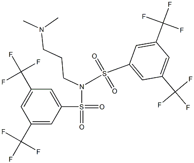 N-{[3,5-bis(trifluoromethyl)phenyl]sulfonyl}-N-[3-(dimethylamino)propyl]-3,5-bis(trifluoromethyl)benzenesulfonamide Struktur