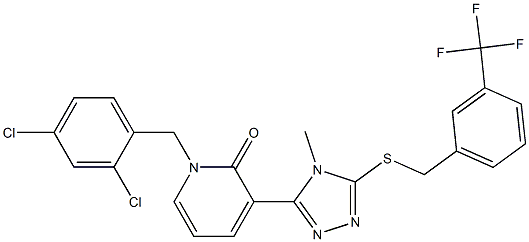 1-(2,4-dichlorobenzyl)-3-(4-methyl-5-{[3-(trifluoromethyl)benzyl]sulfanyl}-4H-1,2,4-triazol-3-yl)-2(1H)-pyridinone Struktur