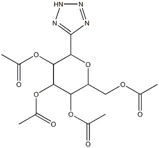 3,5-di(acetyloxy)-2-[(acetyloxy)methyl]-6-(2H-1,2,3,4-tetraazol-5-yl)tetrahydro-2H-pyran-4-yl acetate Struktur