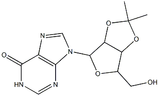 9-[6-(hydroxymethyl)-2,2-dimethylperhydrofuro[3,4-d][1,3]dioxol-4-yl]-6,9-dihydro-1H-purin-6-one Struktur